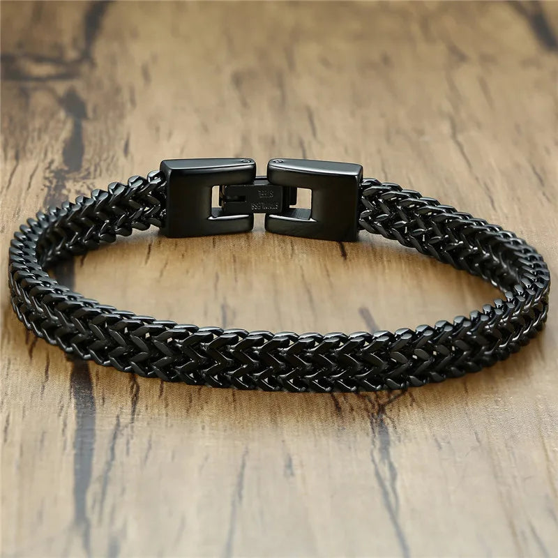 Double Rope Chain Mens Stainless Steel Bracelet