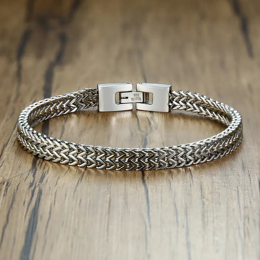 Double Rope Chain Mens Stainless Steel Bracelet