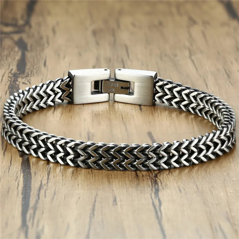 Double Rope Chain Mens Stainless Steel Bracelet