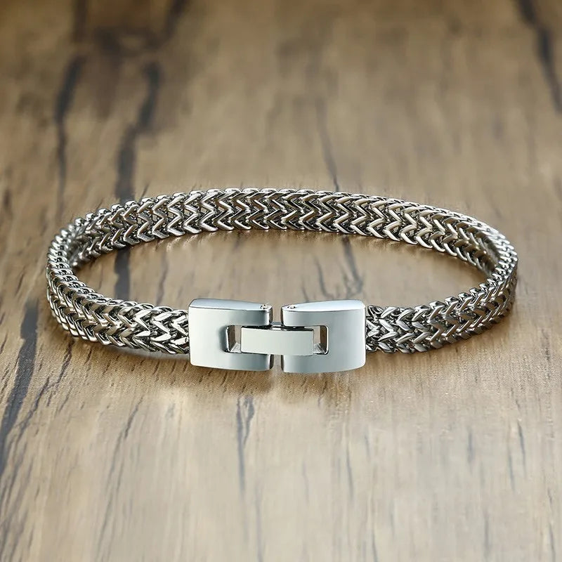 Double Rope Chain Mens Stainless Steel Bracelet