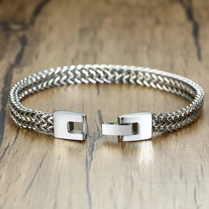 Double Rope Chain Mens Stainless Steel Bracelet