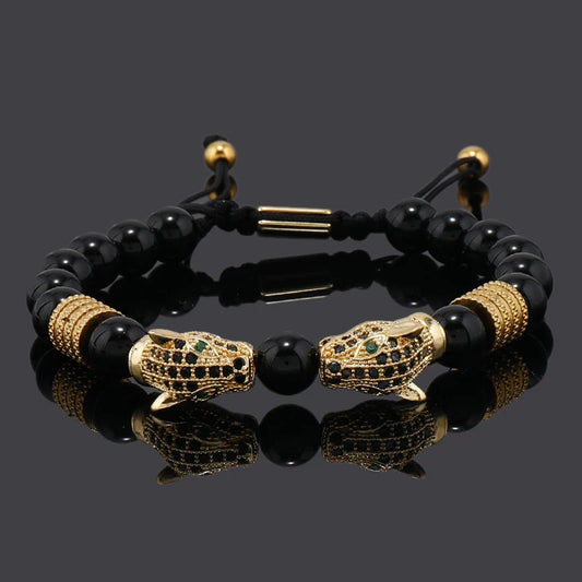 Luxury Black Stone Beads Man Bracelet