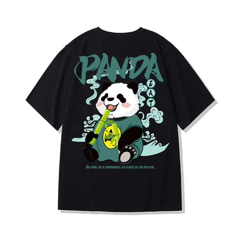 Kawaii Vintage Anime Panda Print T-shirt