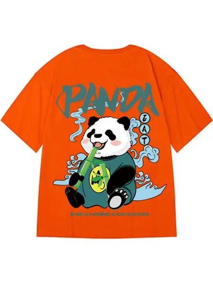 Kawaii Vintage Anime Panda Print T-shirt