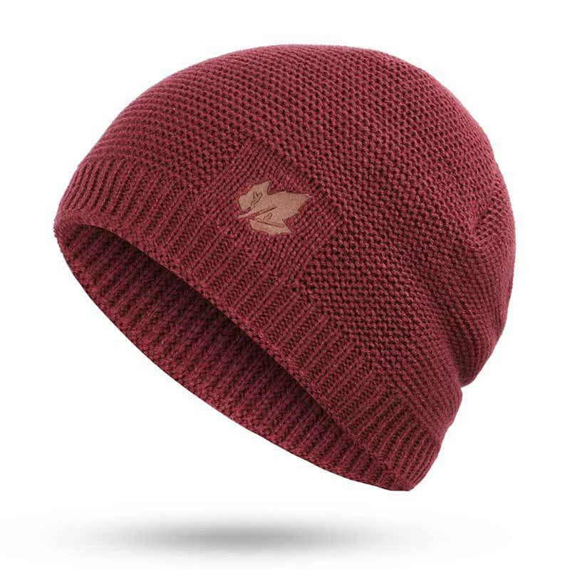 Winter Maple Leaf Hat Men's Knitted Wool Beanies