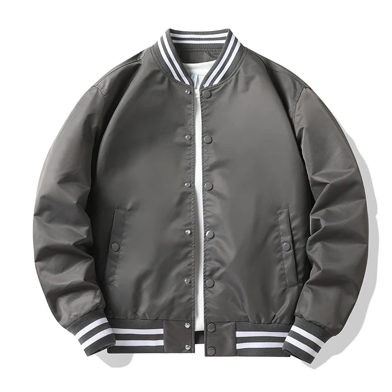 Solid Korean Fashion Loose Baseball Jacket