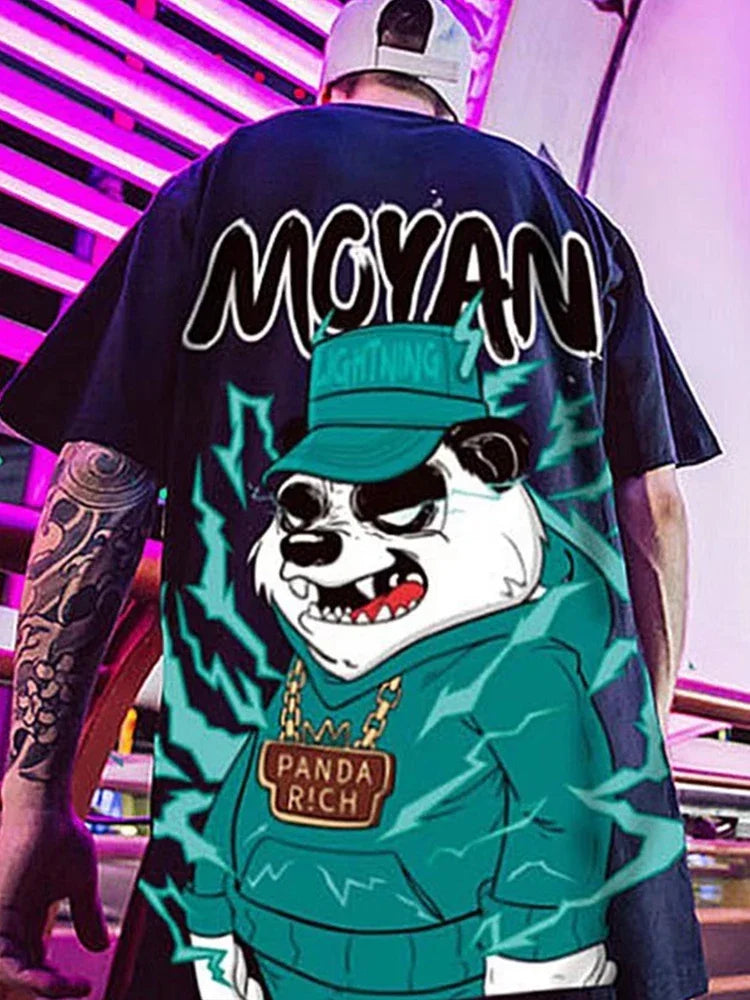 Kawaii Vintage Anime Panda Print T-shirt