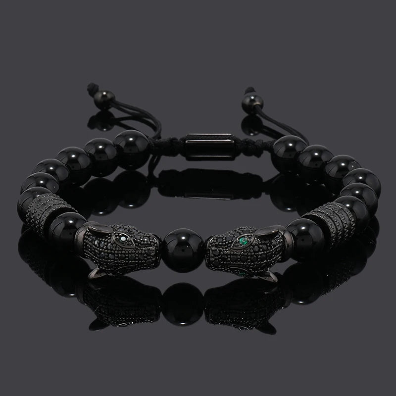 Luxury Black Stone Beads Man Bracelet