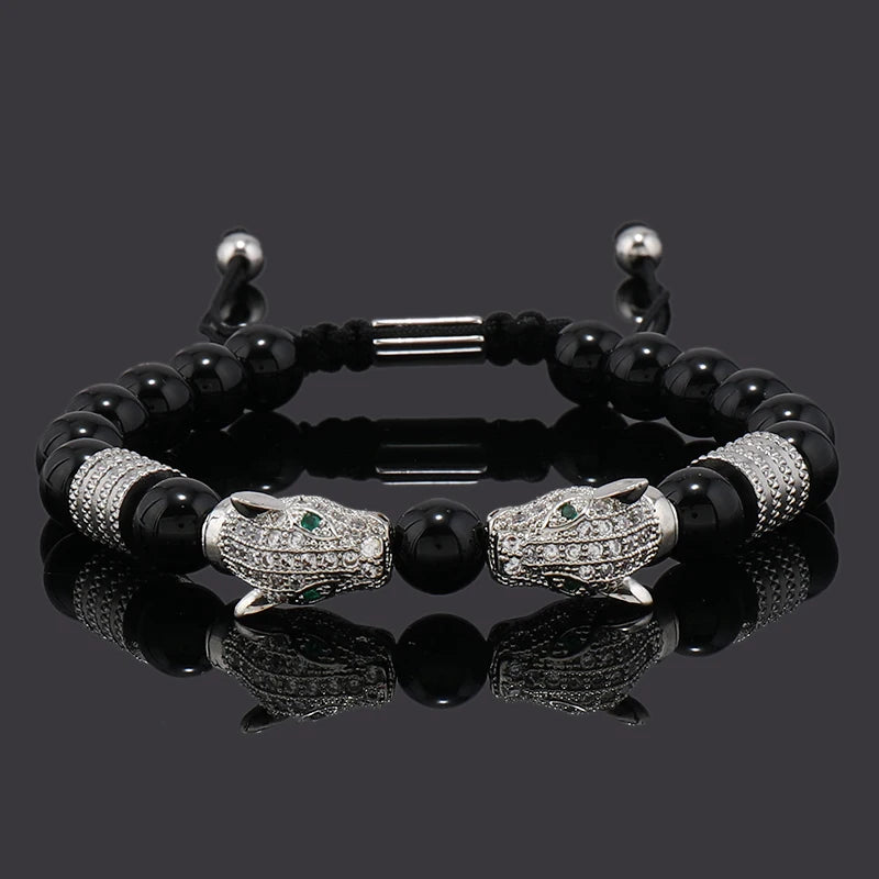 Luxury Black Stone Beads Man Bracelet