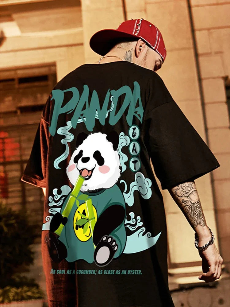 Kawaii Vintage Anime Panda Print T-shirt