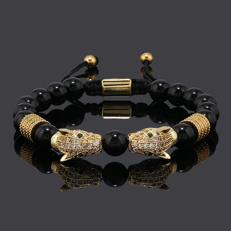 Luxury Black Stone Beads Man Bracelet