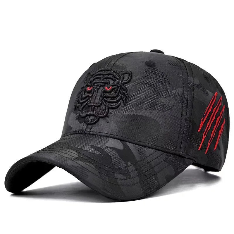 Black Tiger Embroidery Baseball Cap