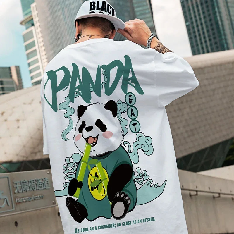 Kawaii Vintage Anime Panda Print T-shirt