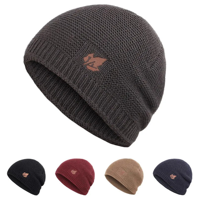 Winter Maple Leaf Hat Men's Knitted Wool Beanies