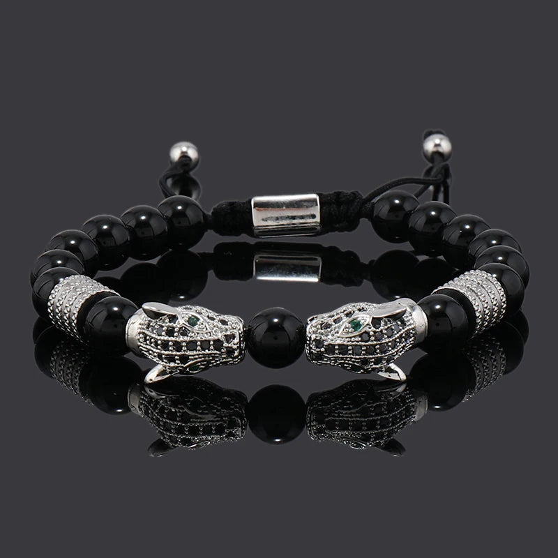 Luxury Black Stone Beads Man Bracelet