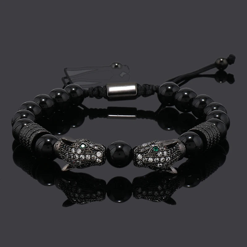 Luxury Black Stone Beads Man Bracelet