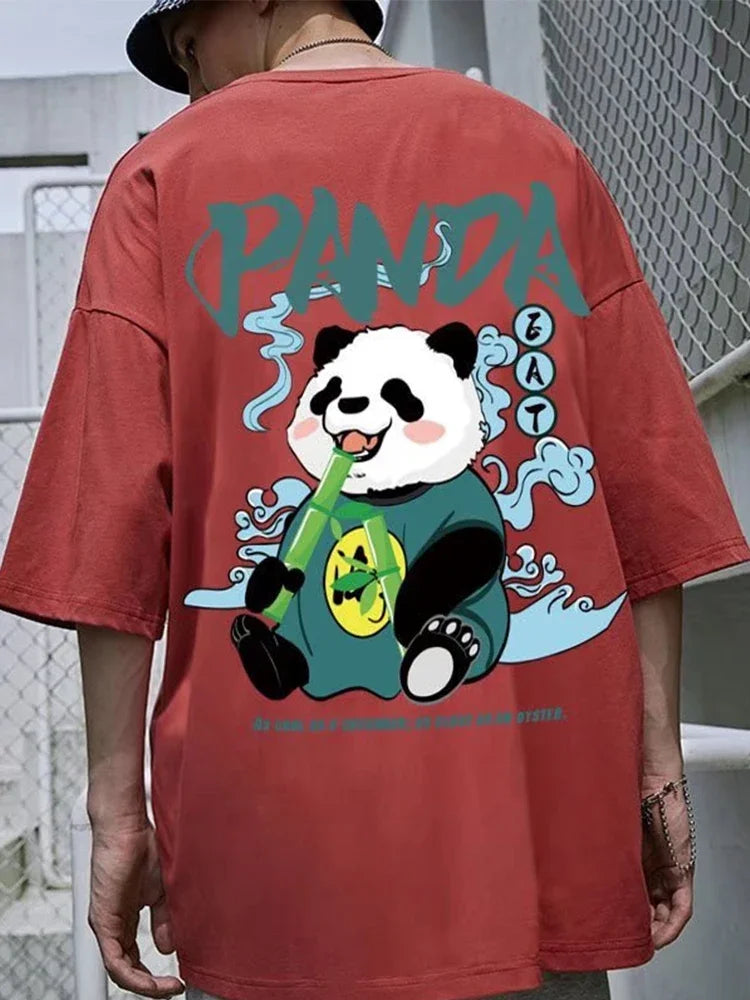 Kawaii Vintage Anime Panda Print T-shirt