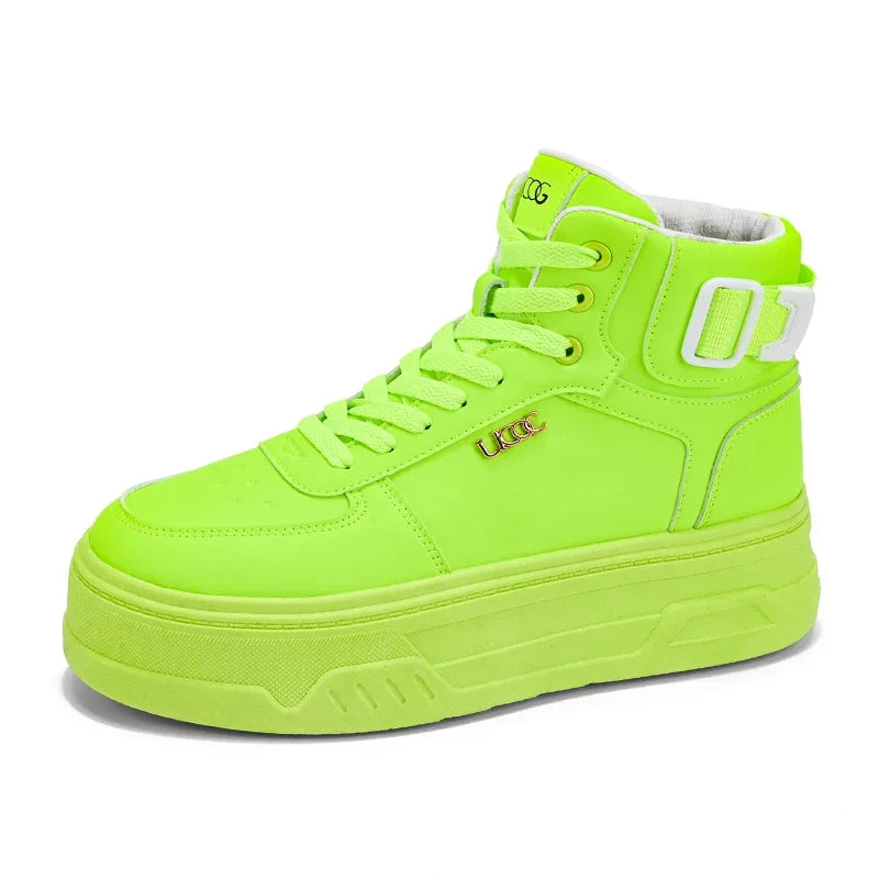 Trendy Green Height-increasing Platform Sneakers